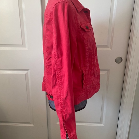 Tommy Hilfiger Women’s Pink Denim Jeans Trucker Cotton Jacket Button Front Sz M - Picture 4 of 14